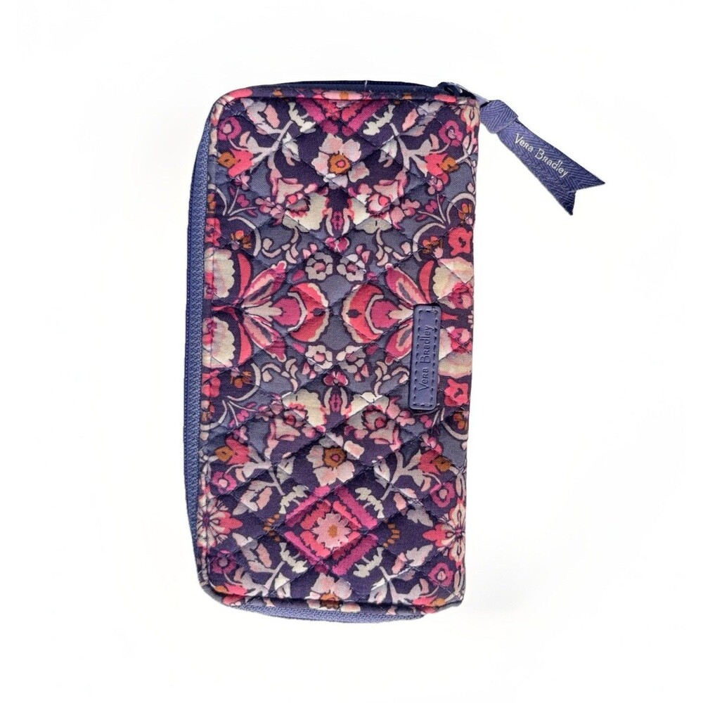 Vera Bradley Accordion Wallet Purple Pink Magenta Medallion Zip Around